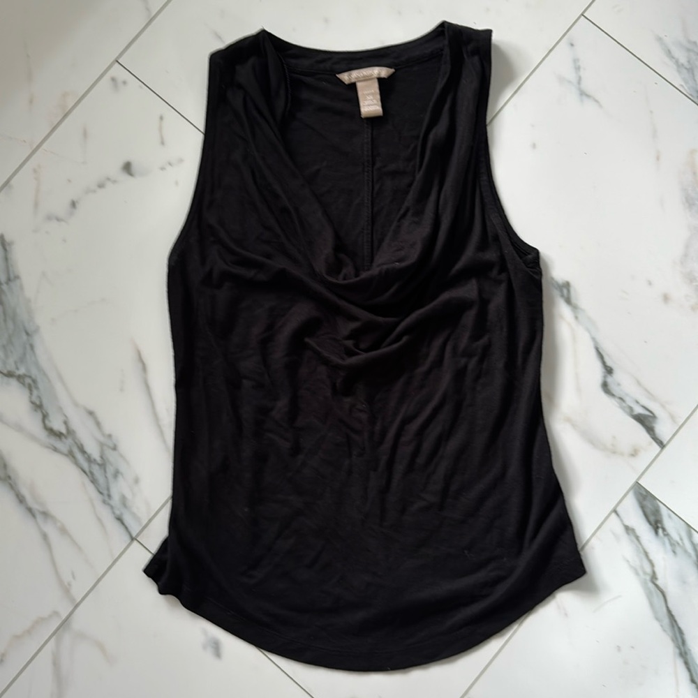 Banana Republic deep v cowl neck black tank